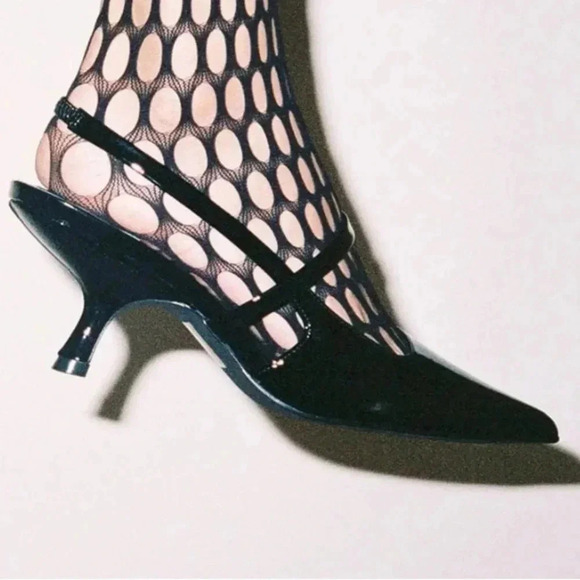 Jeffrey Campbell Tanya black patent leather kitten heel shoes sz 7.5 nwob - Picture 2 of 5